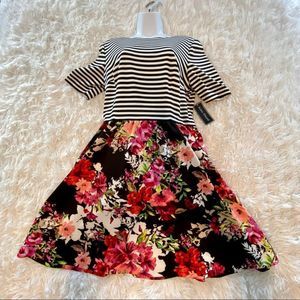 Jessica Howard • stripe and floral print dress